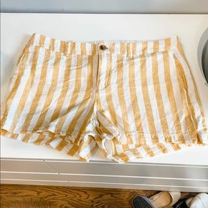 Striped Yellow Linen Shorts